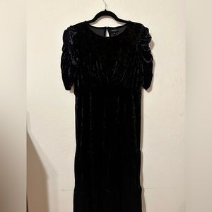 Black velvet midi dress